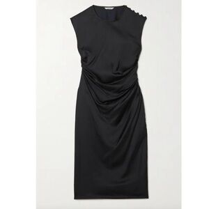 Holzweiler Isabell Gathered Satin Midi Dress Black Womens Size S